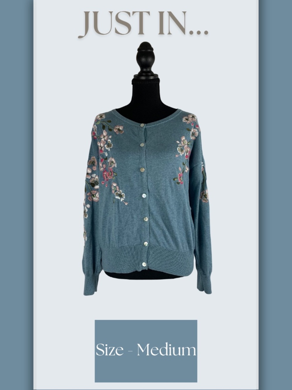 Sundance Blue Floral Embroidered Cardigan M Cottagecore Coquette